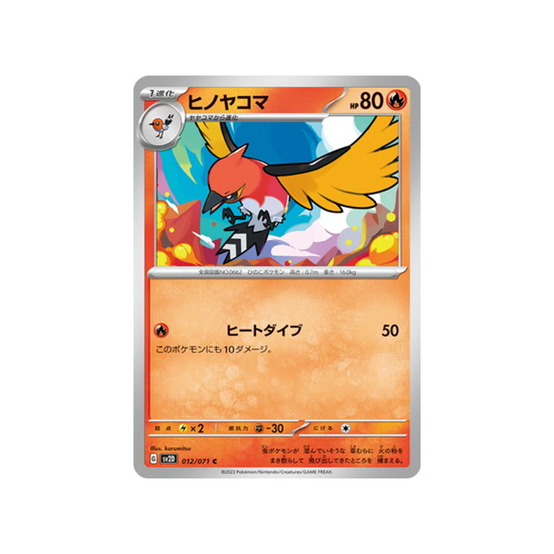 Carte Pokémon Clay Burst SV2D 012/071 : Braisillon