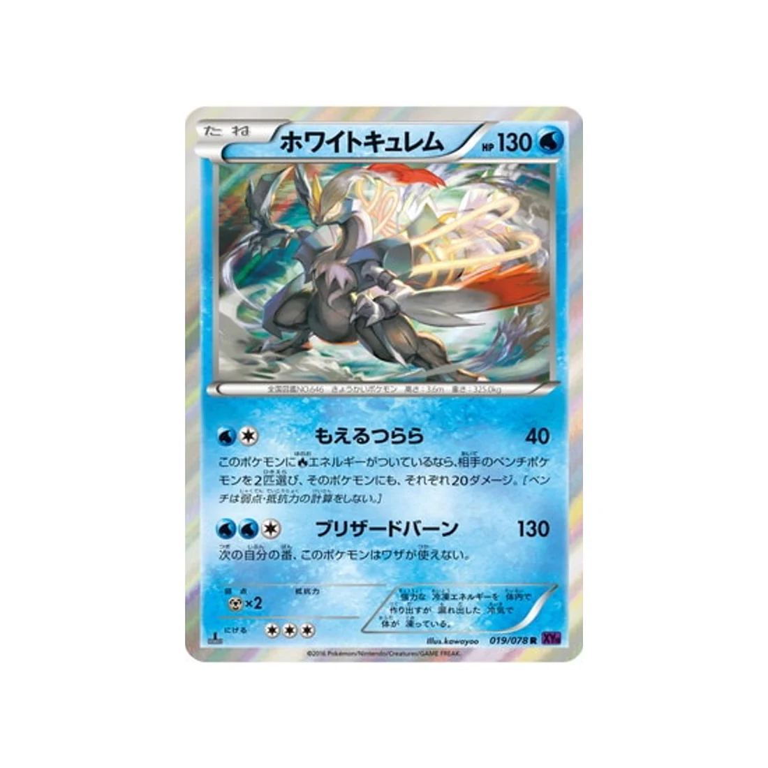 Carte Pokémon L'éveil du Super Roi XY10 019/078 : Kyurem Blanc